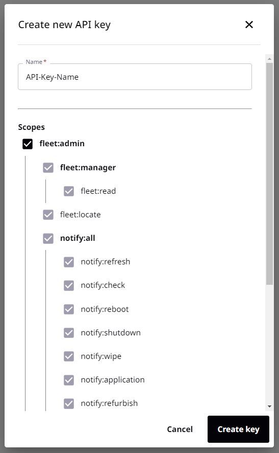 create api key scope