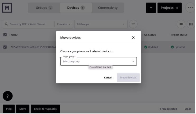 move devices groups